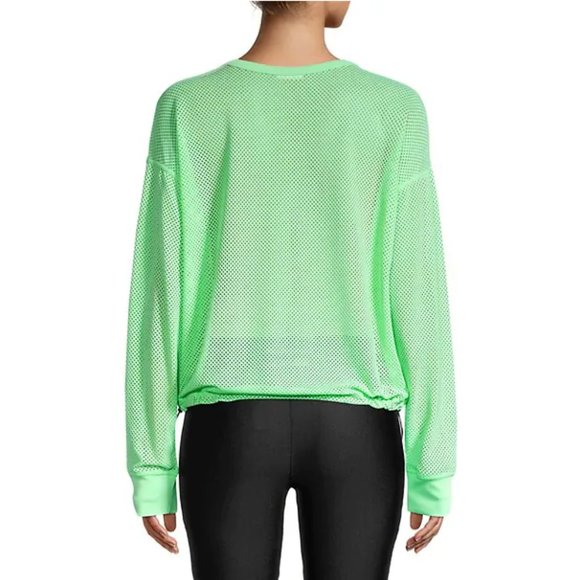 DKNY Sport Mesh Long-Sleeve Crop Pullover Top Size M Mint Green - Picture 6 of 6
